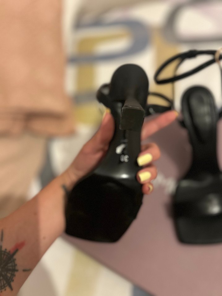 Siyah  Stiletto Sandalet - Görsel 3