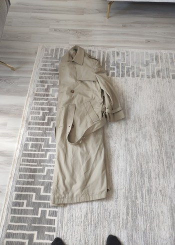 Bej Uzun Kadın Trençkot Düğmeli - Görsel 2