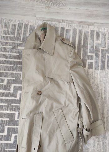 Bej Uzun Kadın Trençkot Düğmeli - Görsel 3