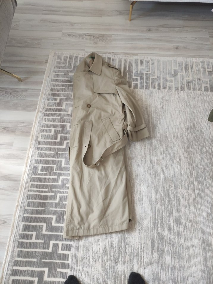 Bej Uzun Kadın Trençkot Düğmeli - Görsel 2