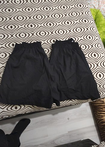 2 adet Siyah Mini Kumaş Kadın Şort - Görsel 2