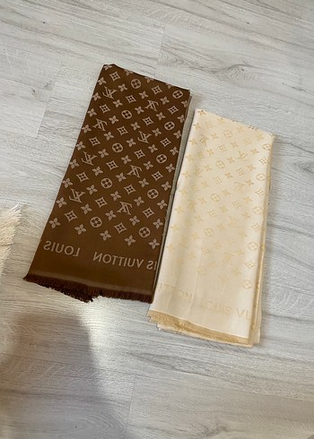 Lv desenli çift taraflı 2li şal