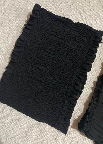 38 Beden siyah Renk Siyah crop etek Fırfırlı takım