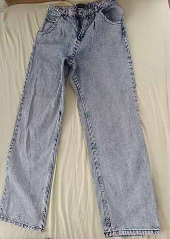 açık mavi maxi Boy Rahat Kesim Geniş Paça Kadın Kot Pantolon
