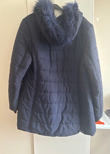 Koyu Mavi Midi Fermuarlı Kadın Ceket - Görsel 2