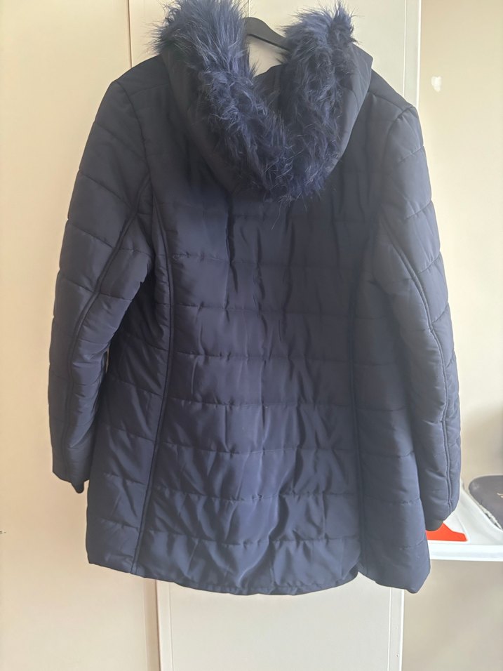 Koyu Mavi Midi Fermuarlı Kadın Ceket - Görsel 2