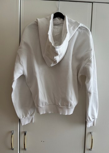 Mavi Baskılı Kapüşonlu Beyaz Sweatshirt - Görsel 2