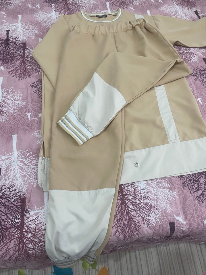 Bej Midi Düz Düğmeli Kadın Tunik - Görsel 4