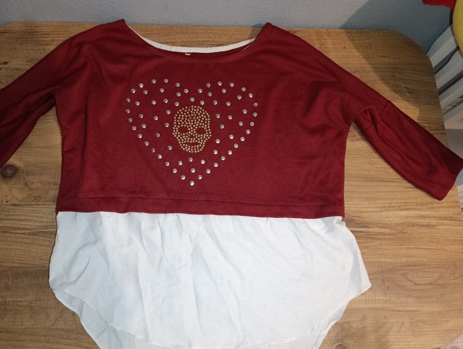 Bordo Payetli Kız Tişörtü Uzun Kollu - Görsel 4