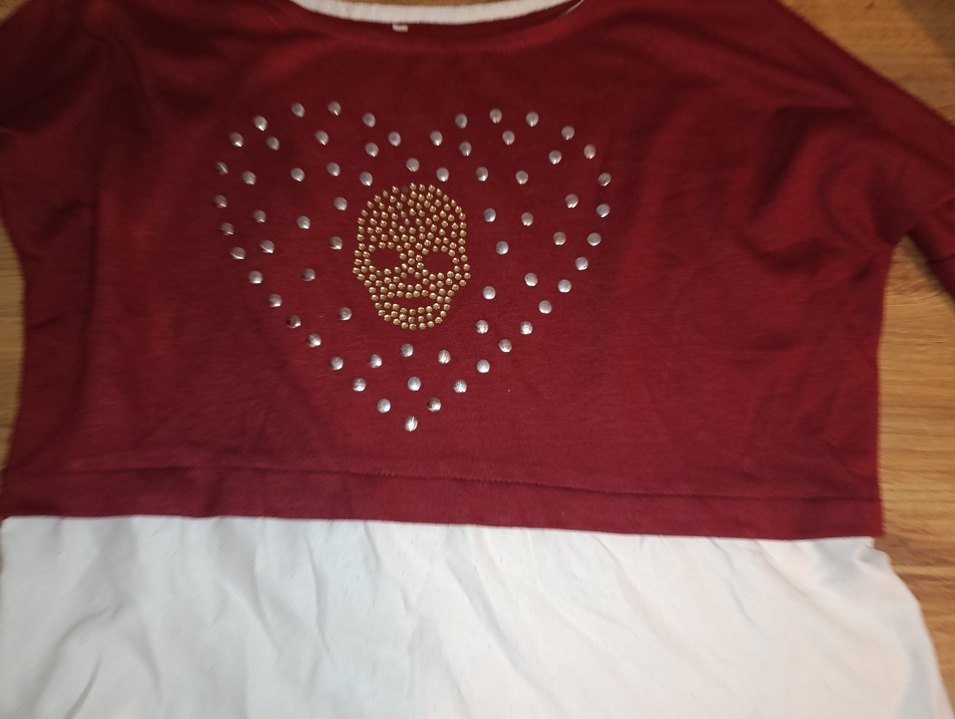 Bordo Payetli Kız Tişörtü Uzun Kollu - Görsel 3