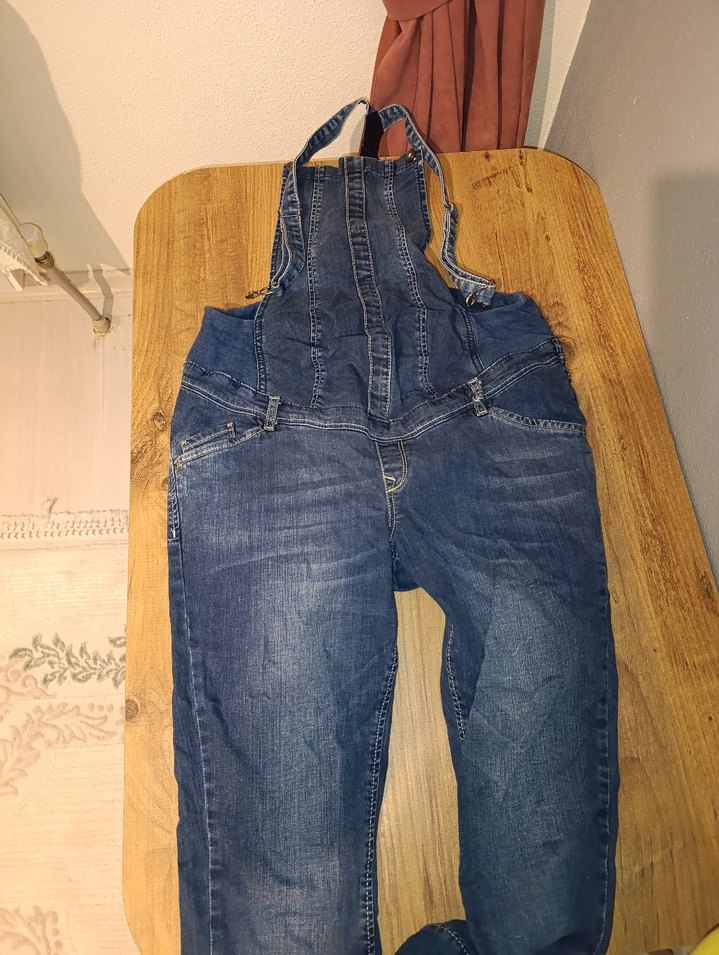 Kızlar için Mavi hamile Kot Tulum - Görsel 2