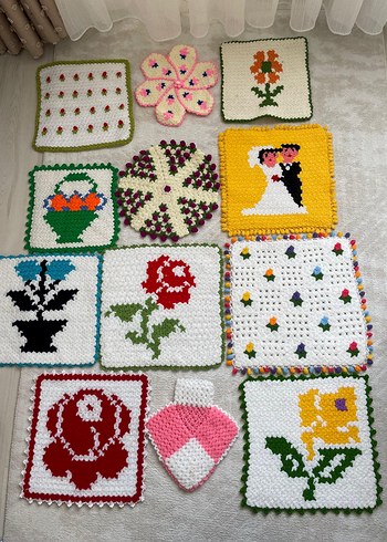 Renkli Örgü Banyo Süngeri Seti - Görsel 6