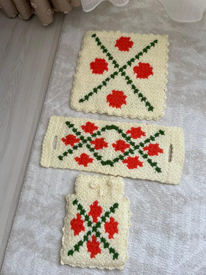 Renkli Örgü Banyo Süngeri Seti - Görsel 3