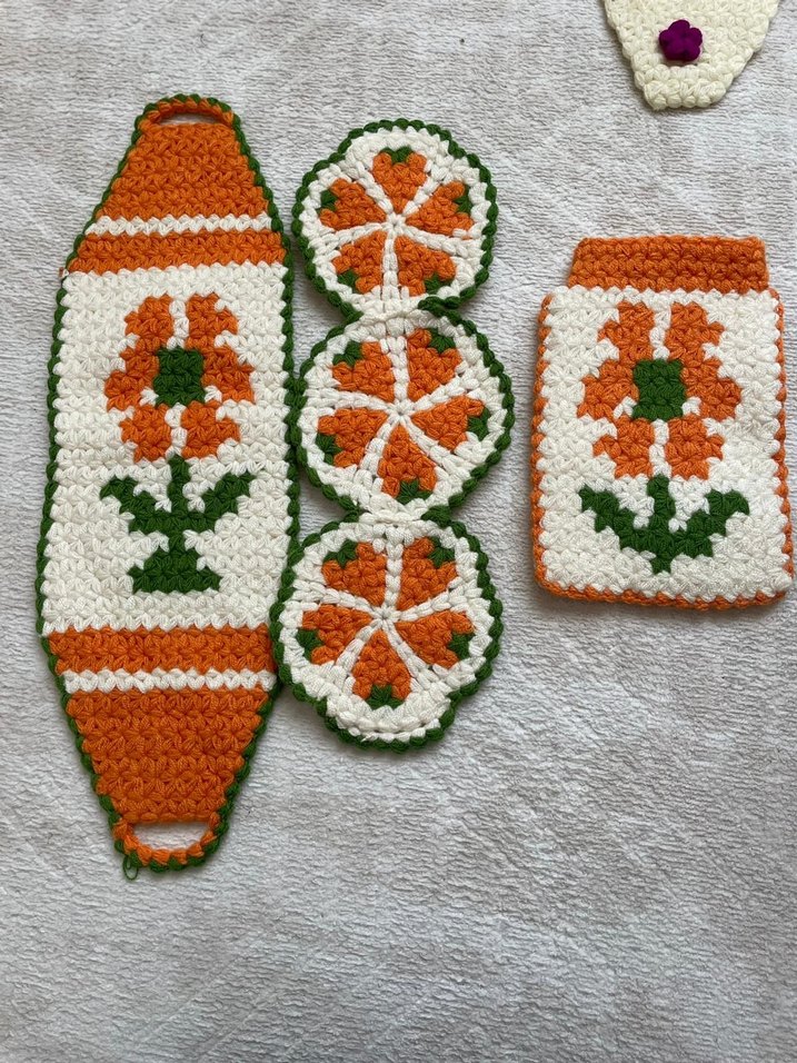 Renkli Örgü Banyo Süngeri Seti - Görsel 4