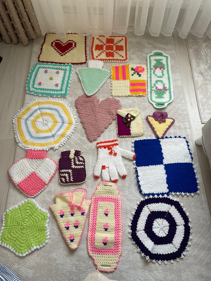 Renkli Örgü Banyo Süngeri Seti - Görsel 5