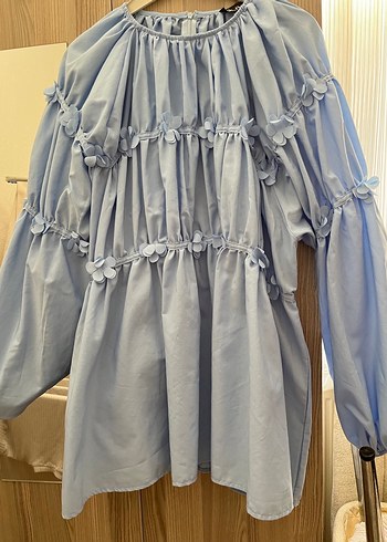 Siyah Balon Kollu Boğazlı gömlek - Görsel 2