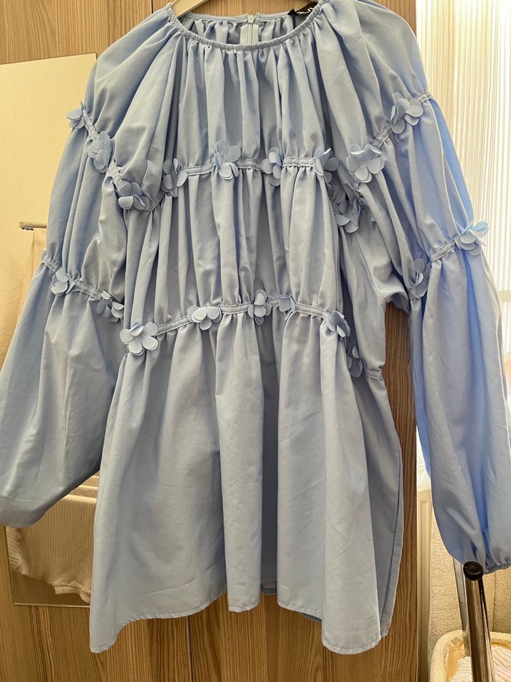 Siyah Balon Kollu Boğazlı gömlek - Görsel 2