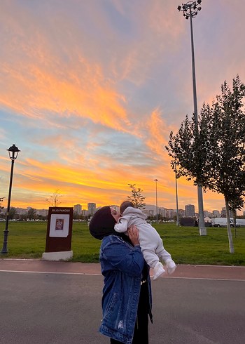 Kadın Mavi Oversize Tie-Dye Denim Ceket - Görsel 2