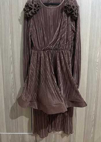 Uzun Kollu Şeffaf Kahverengi Kadın Takım - Görsel 2