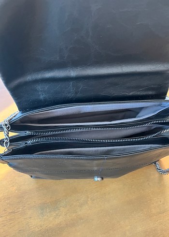 Zincir Detaylı Siyah Deri Kadın Çanta - Görsel 6