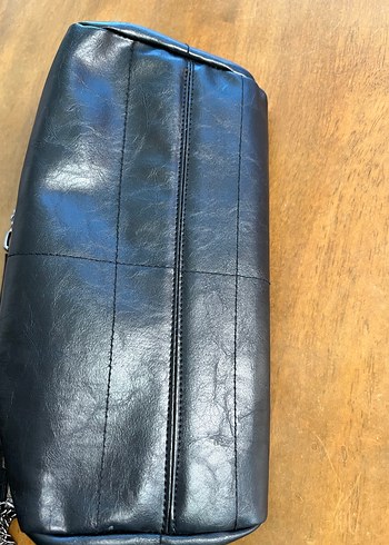 Zincir Detaylı Siyah Deri Kadın Çanta - Görsel 5