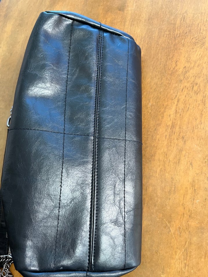 Zincir Detaylı Siyah Deri Kadın Çanta - Görsel 5