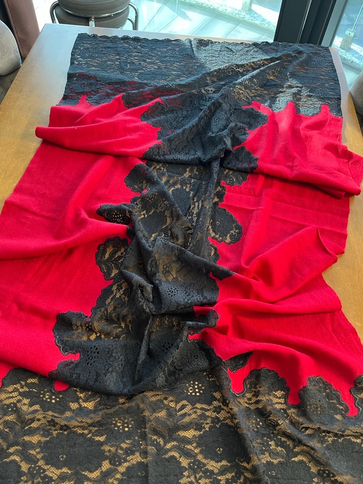 Dantelli kaşmir şal - Görsel 2