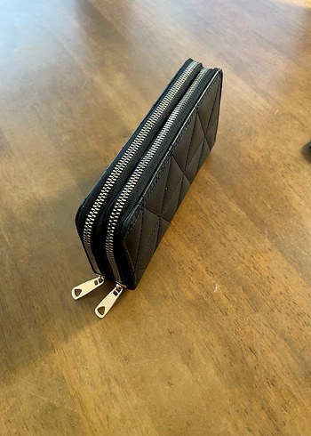 Deri Fermuarlı Siyah Kadın Cüzdanı - Görsel 3