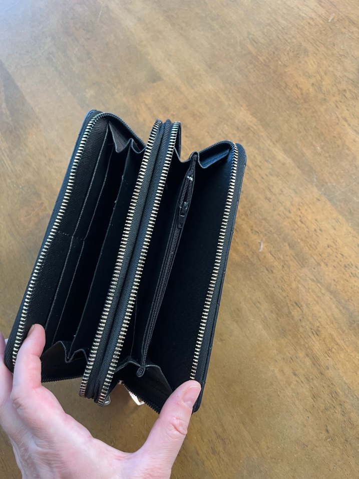 Deri Fermuarlı Siyah Kadın Cüzdanı - Görsel 4