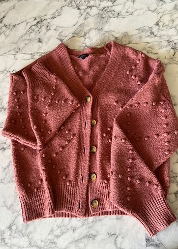 Pembe Örgü Bohem V Yaka Hırka