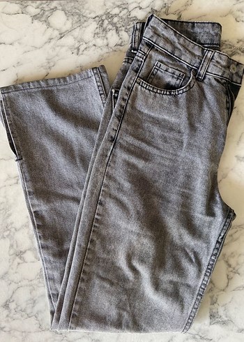 Gri Midi Boy Kadın Denim Jean