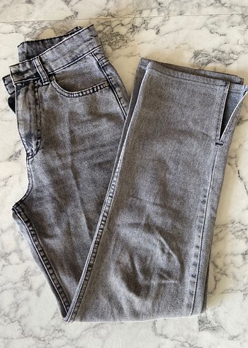 xs Beden Gri Midi Boy Kadın Denim Jean