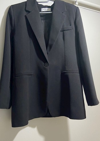 Düğmeli Siyah Kadın Blazer Ceket