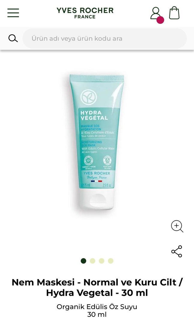 Yves Rocher Hydra Végétal Nemlendirici  Maske 30ml - Görsel 3