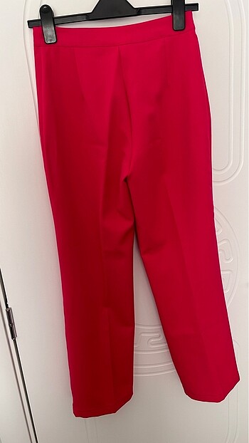 Fuşya straight dokuma pantolon - Görsel 6