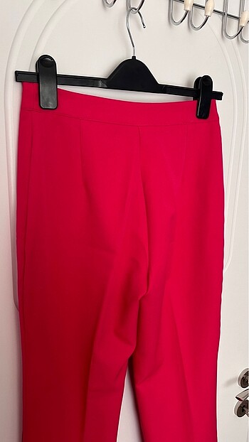 Fuşya straight dokuma pantolon - Görsel 7