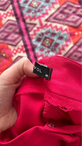 Fuşya straight dokuma pantolon - Görsel 8