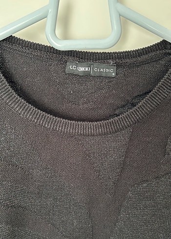 Siyah simli Kadın Triko Uzun Kollu Kazak - Görsel 4