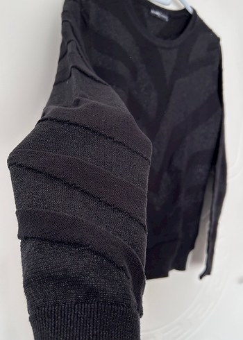 Siyah simli Kadın Triko Uzun Kollu Kazak - Görsel 3