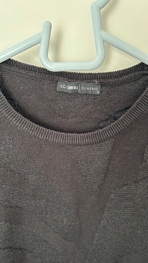 Siyah simli Kadın Triko Uzun Kollu Kazak - Görsel 4