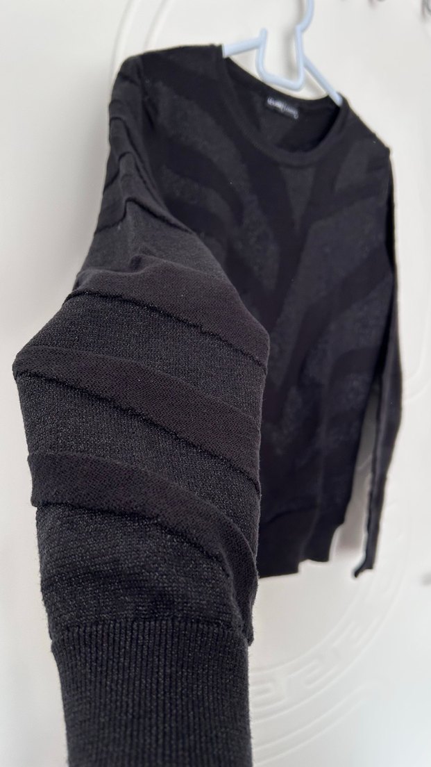 Siyah simli Kadın Triko Uzun Kollu Kazak - Görsel 3