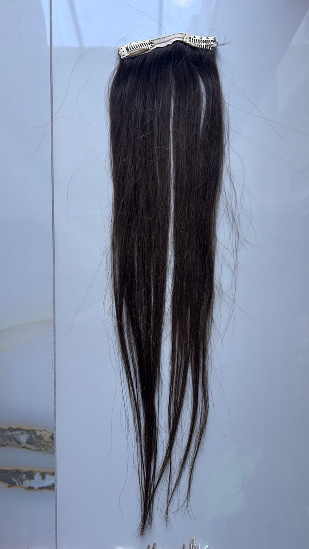 1 adet %100 gerçek saç çıtçıtlı takma saç - Görsel 3