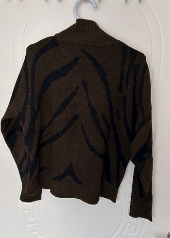 Haki Zebra Desenli Balıkçı Yaka Kazak - Görsel 6