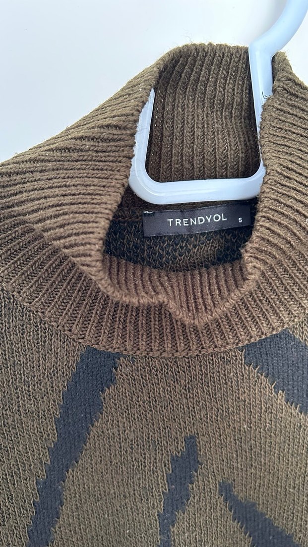 Haki Zebra Desenli Balıkçı Yaka Kazak - Görsel 4