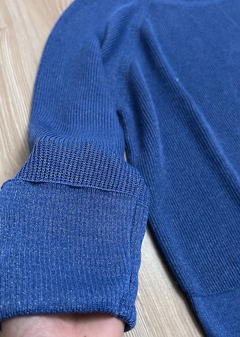 Mavi Örgü Kadın yarım kollu triko Kazak - Görsel 2