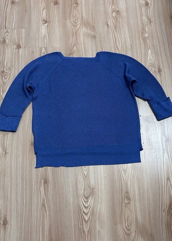 Mavi Örgü Kadın yarım kollu triko Kazak - Görsel 6