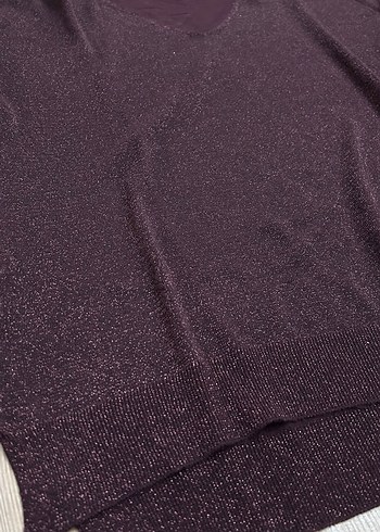 Mürdüm V Yaka yarım Kollu Kadın Kazak - Görsel 4