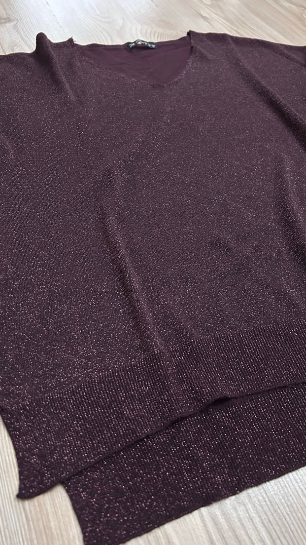 Mürdüm V Yaka yarım Kollu Kadın Kazak - Görsel 4