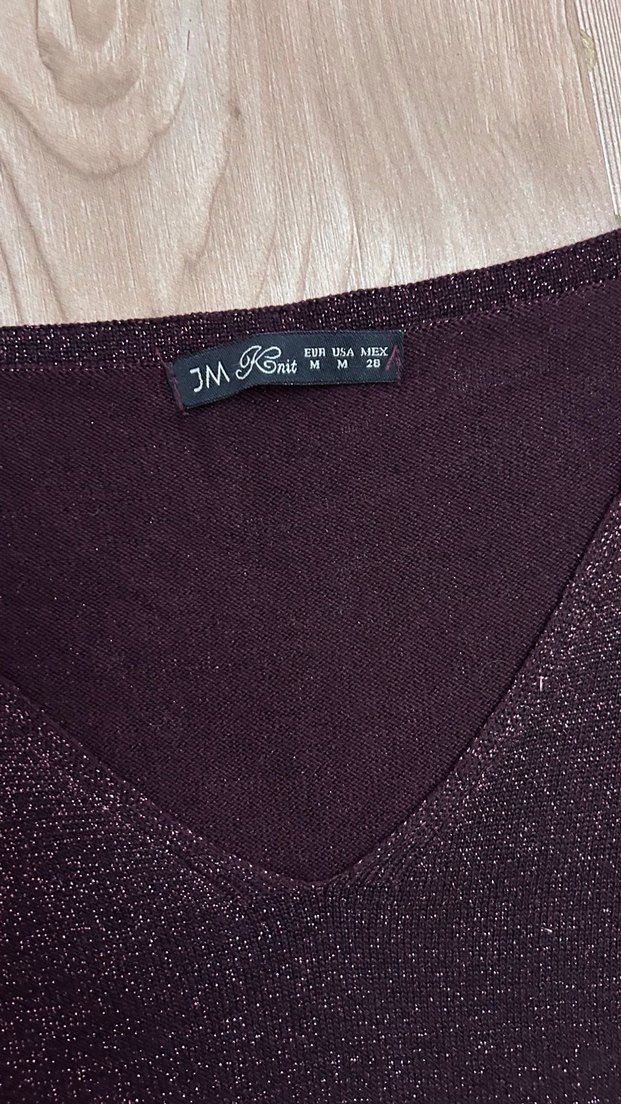 Mürdüm V Yaka yarım Kollu Kadın Kazak - Görsel 2