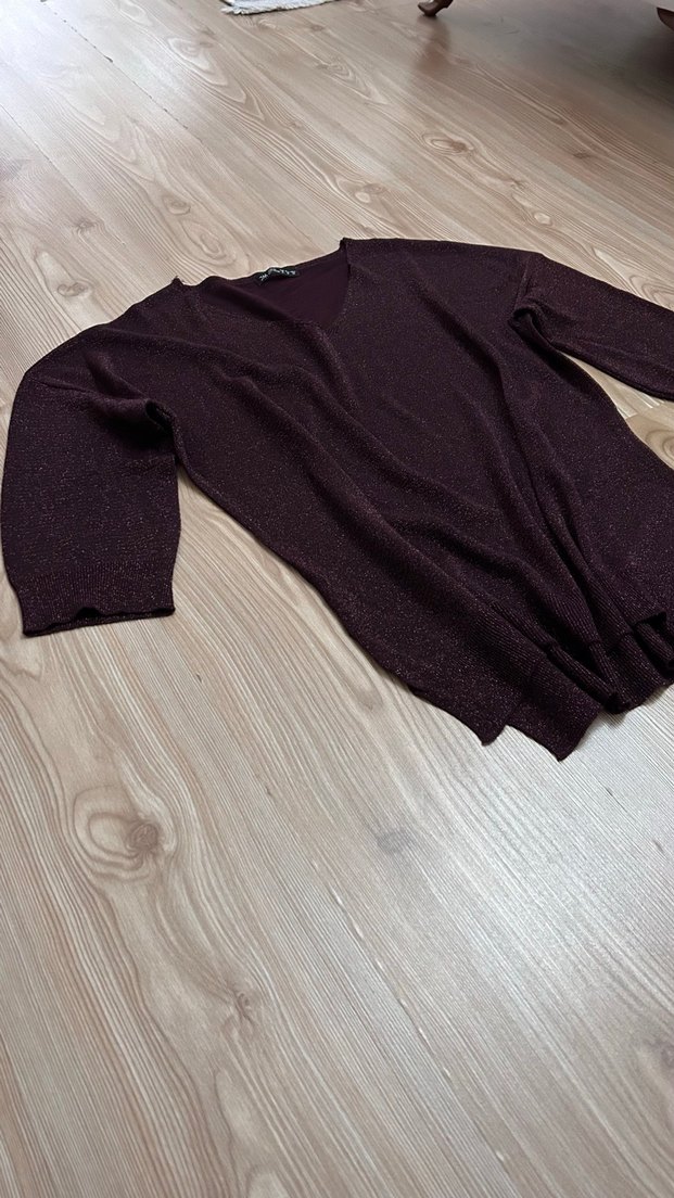 Mürdüm V Yaka yarım Kollu Kadın Kazak - Görsel 3